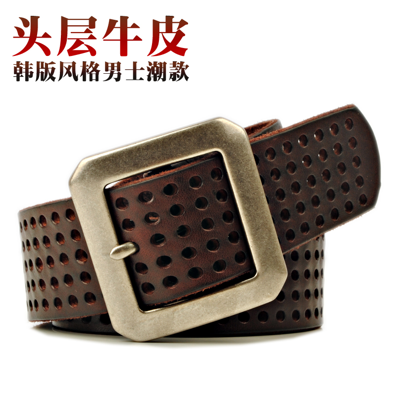 The trend of the belt general genuine leather all-match first layer of cowhide pin buckle strap