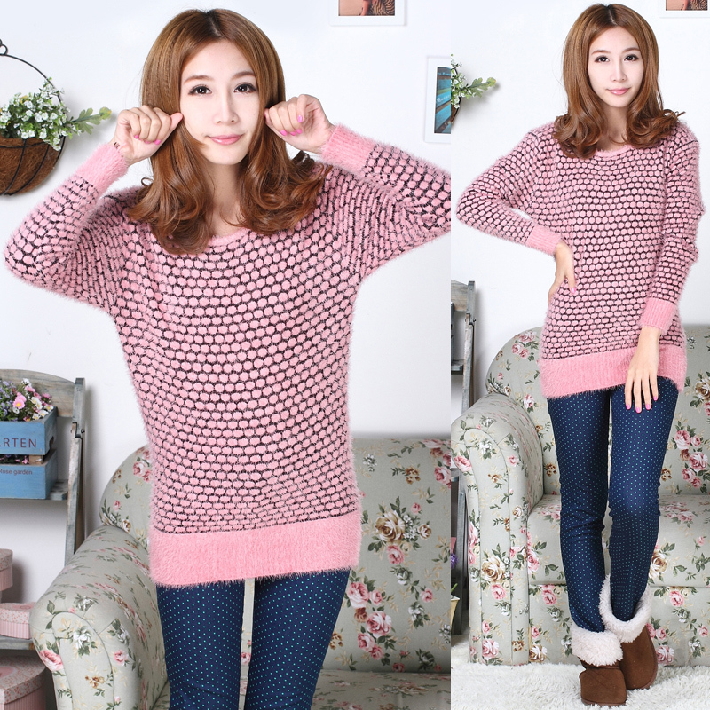 The trend of winter autumn and winter sweater faux fleece women's o-neck loose sweater basic sweater