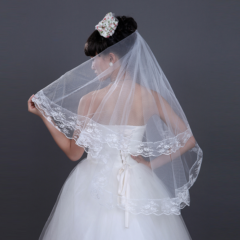 The wedding veil bridal veil the bride wedding accessories lace bordered veil