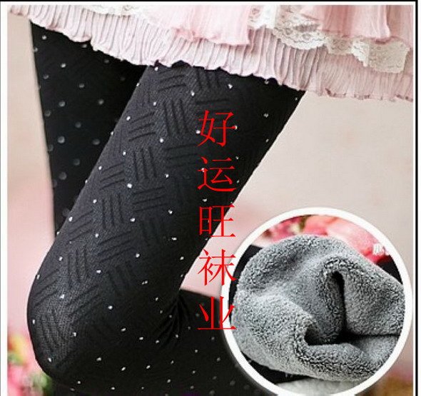 The winter warm charcoal pantyhose thicker velvet jacquard Polka Dot Obscure stovepipe leggings