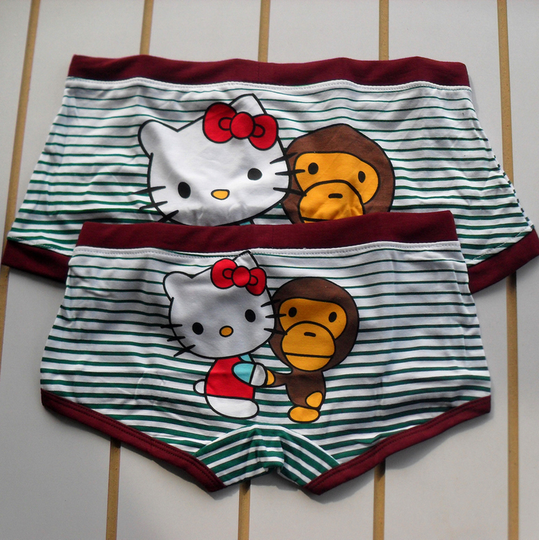 The Wishing Tree authentic Korean cartoon couple underwear HelloKitty Malian monkey cotton U convex pants