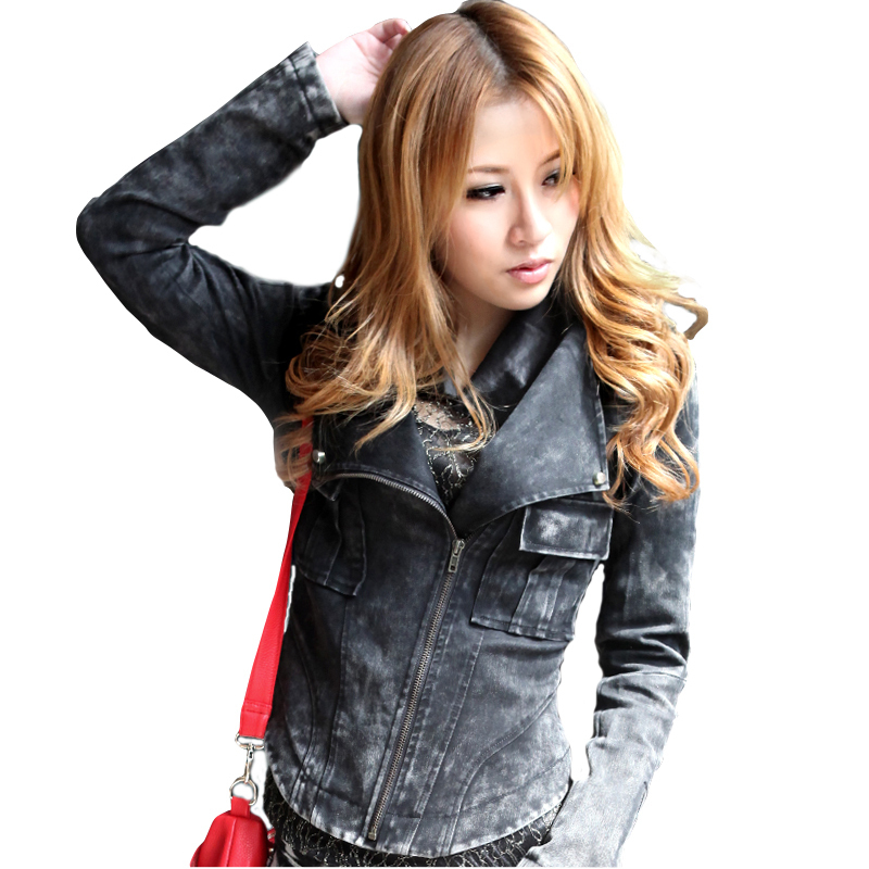 Thermal autumn short design slim water wash denim female short jacket 1169