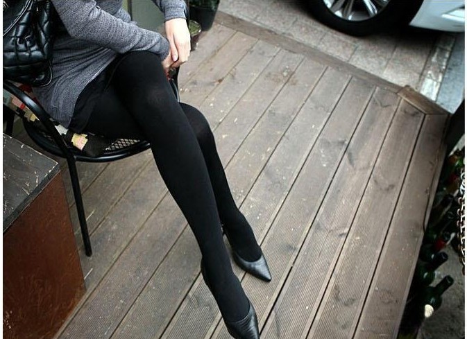 Thermal brushed bamboo women's pantyhose black legging ball all-match stockings