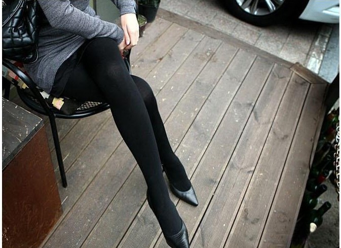 Thermal brushed bamboo women's pantyhose black legging ball all-match stockings