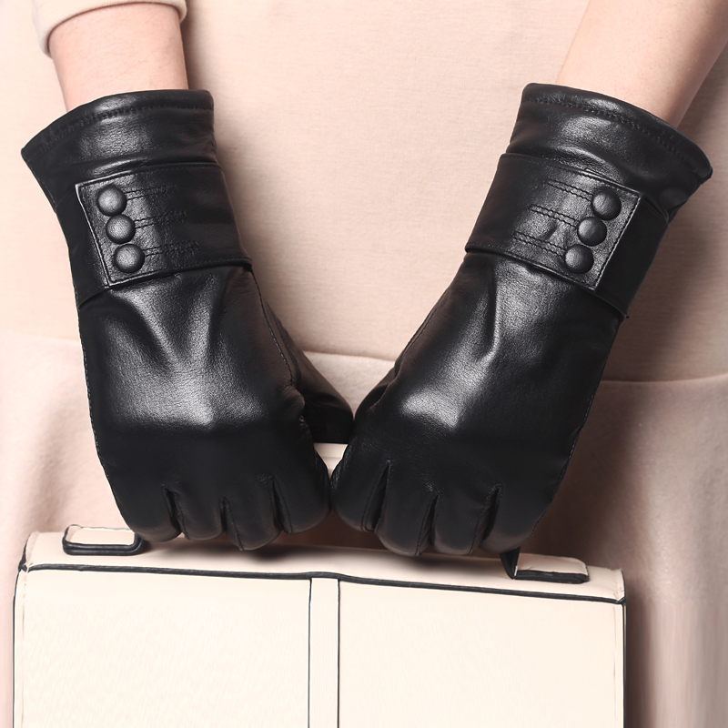 Thermal crievn leather sheepskin genuine leather gloves female genuine leather gloves female winter