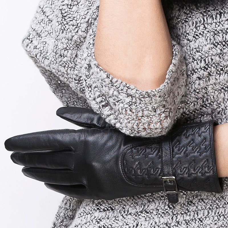 Thermal genuine leather gloves women's short design suede sheepskin gloves igsbw12091