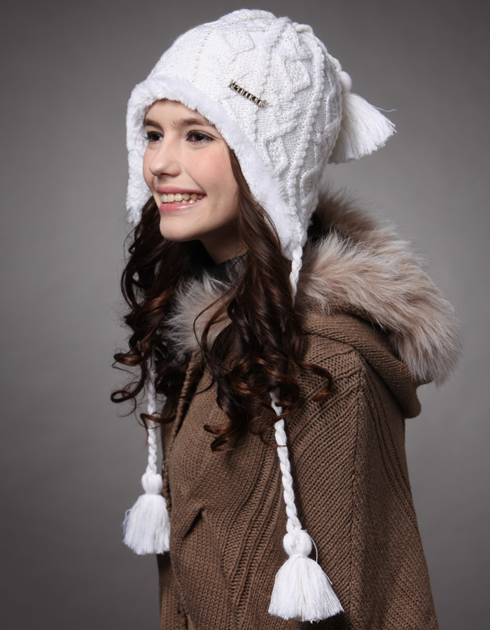 Thermal heat kenmont plush knitted hat ear protector cap female autumn and winter hat 1140