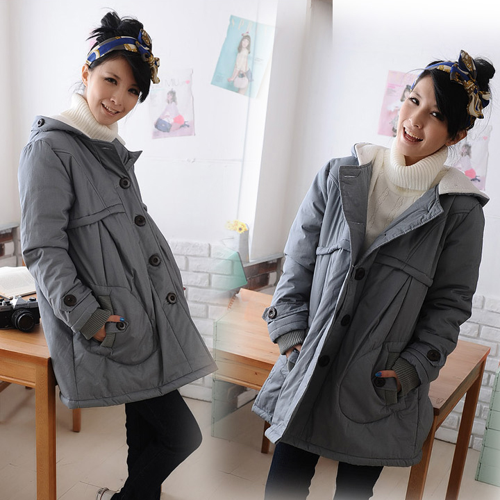 Thermal lambsdown maternity clothing with a hood maternity autumn and winter overcoat cotton-padded jacket wadded jacket 1792