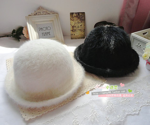 Thermal rabbit fur dome small fedoras pure wool hat vintage small round male women's autumn and winter