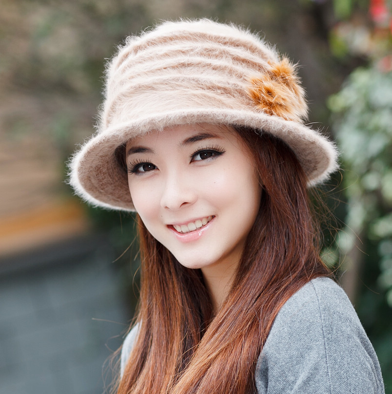 Thermal rabbit fur hat bucket hats bucket hat female autumn and winter women's winter rabbit fur cap