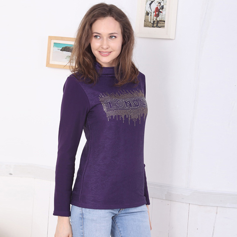 Thermal underwear lace turtleneck plus velvet thickening top