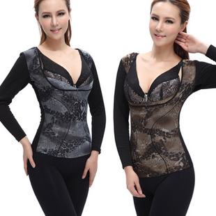 Thermal underwear plus velvet long-sleeve body shaping thermal underwear bk2025 underwear