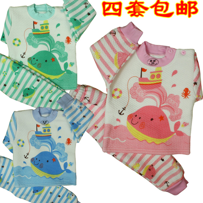 Thermal underwear set male child female child baby infant ploughboys full 100% cotton pullover long johns long johns panties