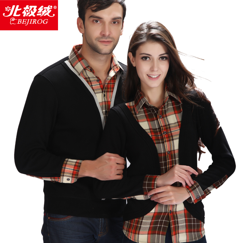 Thermal underwear thickening plus velvet combed cotton casual commercial fashion lovers thermal shirt