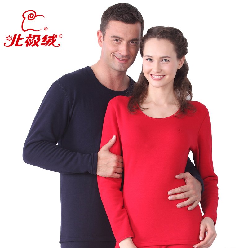 Thermal underwear thickening plus velvet female male female wool bamboo set