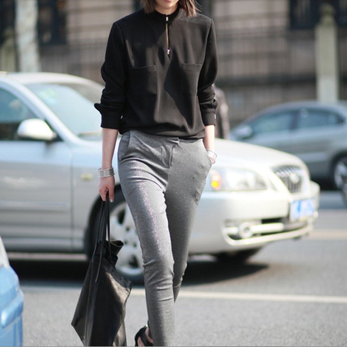 Thick Casual Shirt Women's Long Sleeves Solid Color Blouses White Shirts Black Brand Tees Mandarn Collar Pocket Ladies' Tops