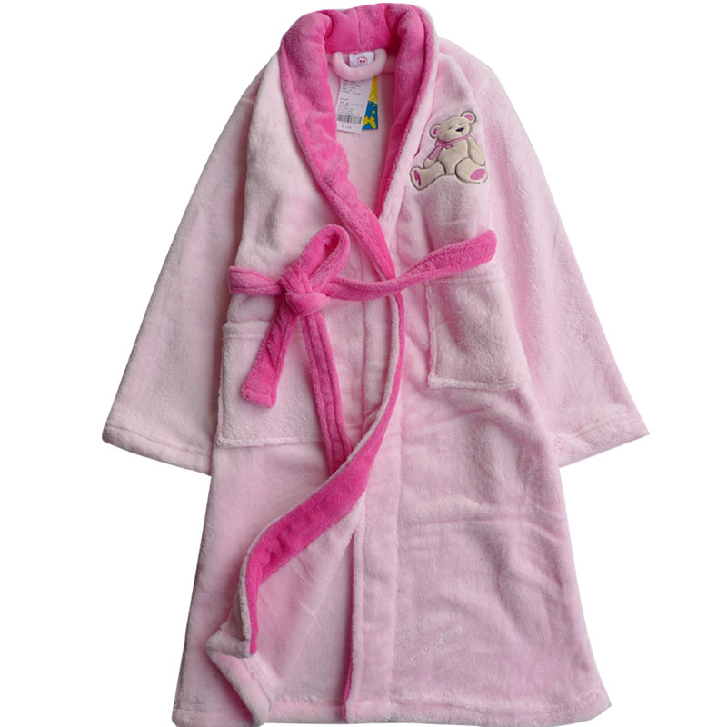 Thick child coral fleece sleepwear robe parent-child child coral fleece male girl bathrobe