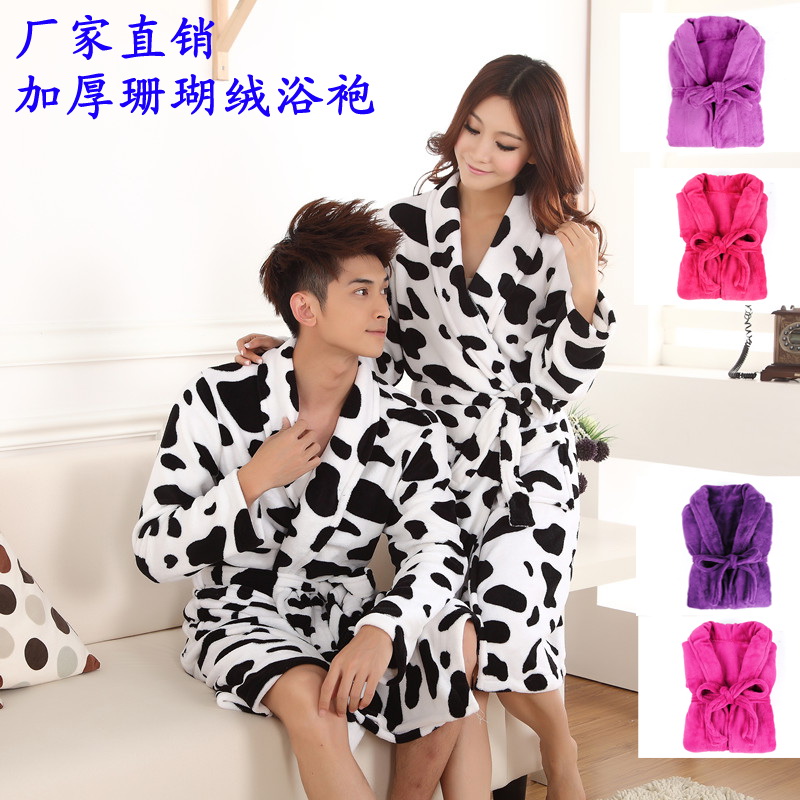 Thick coral fleece robe women's autumn and winter thickening sleepwear bathrobes