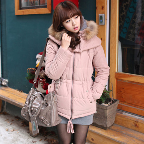 Thick outerwear female winter medium-long slim raccoon fur down wadded jacket cotton-padded jacket cotton-padded jacket