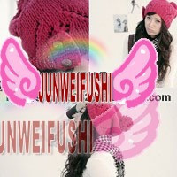 Thickening 15 women's fashion double buckle decoration autumn and winter knitting wool hat knitted hat