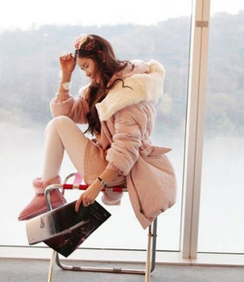 Thickening big caps maternity clothing winter maternity cotton-padded jacket drawstring bread clothing wadded jacket
