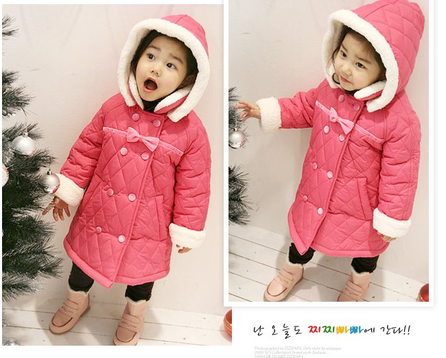 Thickening children's clothing overcoat outerwear princess cotton-padded jacket long design kid's wadded jacket Free shipping