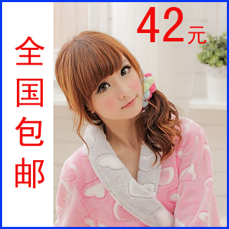 Thickening coral fleece robe coral fleece bathrobe spring and autumn sleepwear male Women