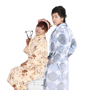 Thickening coral fleece robe lovers bathrobe female sleepwear winter male bathrobe lounge