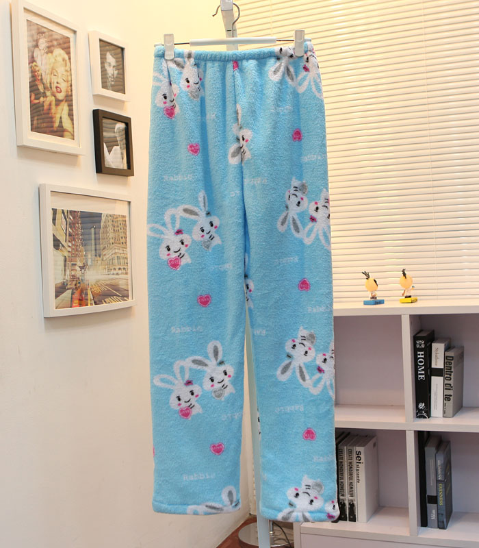 Thickening coral fleece super soft sleepwear female winter cotton-padded trousers lounge pajama pants d 50 Free Shipping