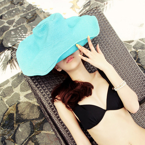 Thickening hat female summer big along the cap sunbonnet beach cap large brim hat big strawhat