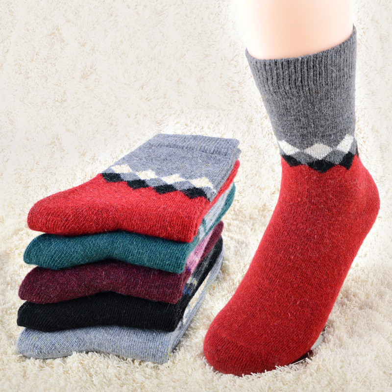 Thickening thermal rabbit wool socks male Women 5 double lovers design