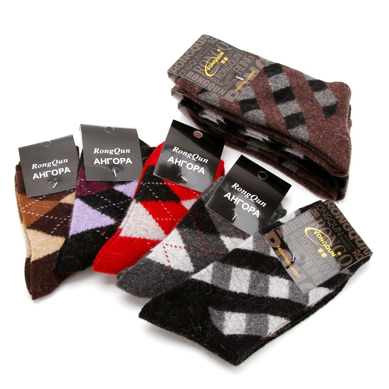Thickening thermal warm rhombus wool socks autumn and winter men and women socks p1957
