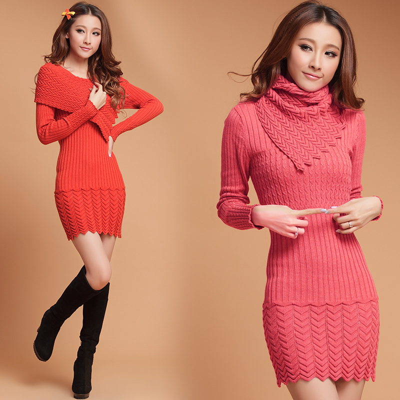 Thickening winter sweater female dress wool thermal slim long design women's knitted basic pullovers