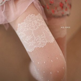 Thigh lace socks Princess White Stockings Pantyhose backing socks!