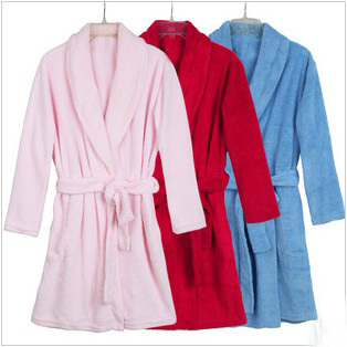 Thin 2012 autumn and winter plain coral fleece bathrobe lovers robe male women's sleepwear lounge