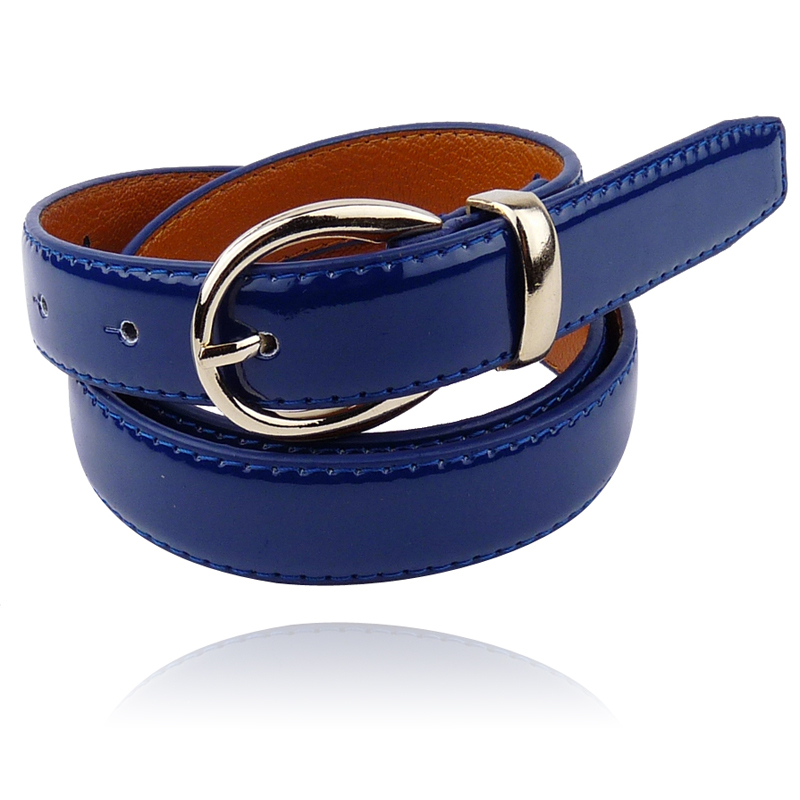 Thin belt female all-match women's genuine leather belt decoration women's fashion strap japanned leather candy color