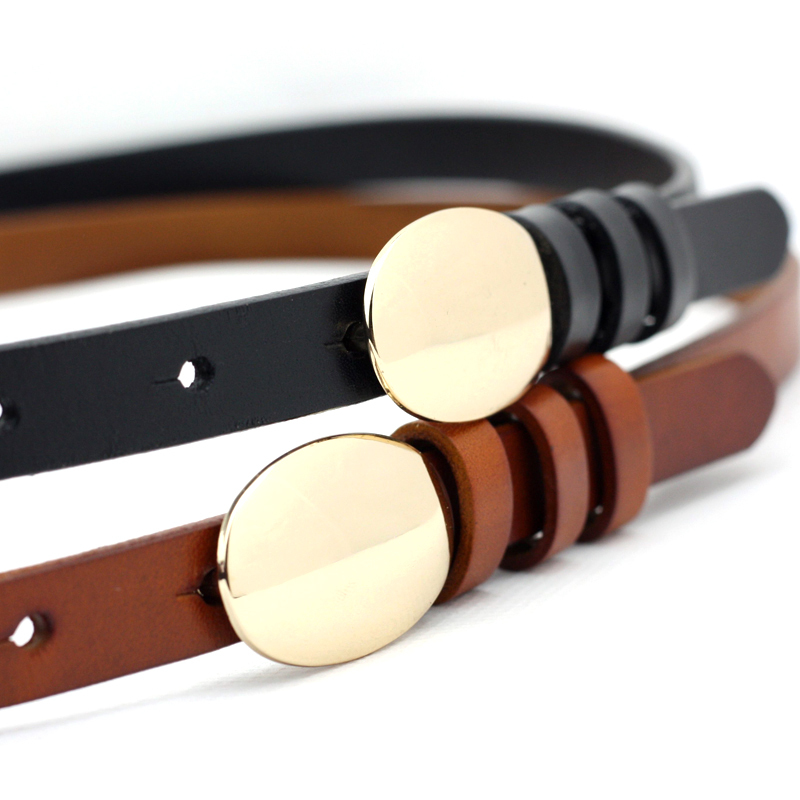 Thin belt genuine leather women's all-match decoration strap first layer of cowhide fashionable casual belt