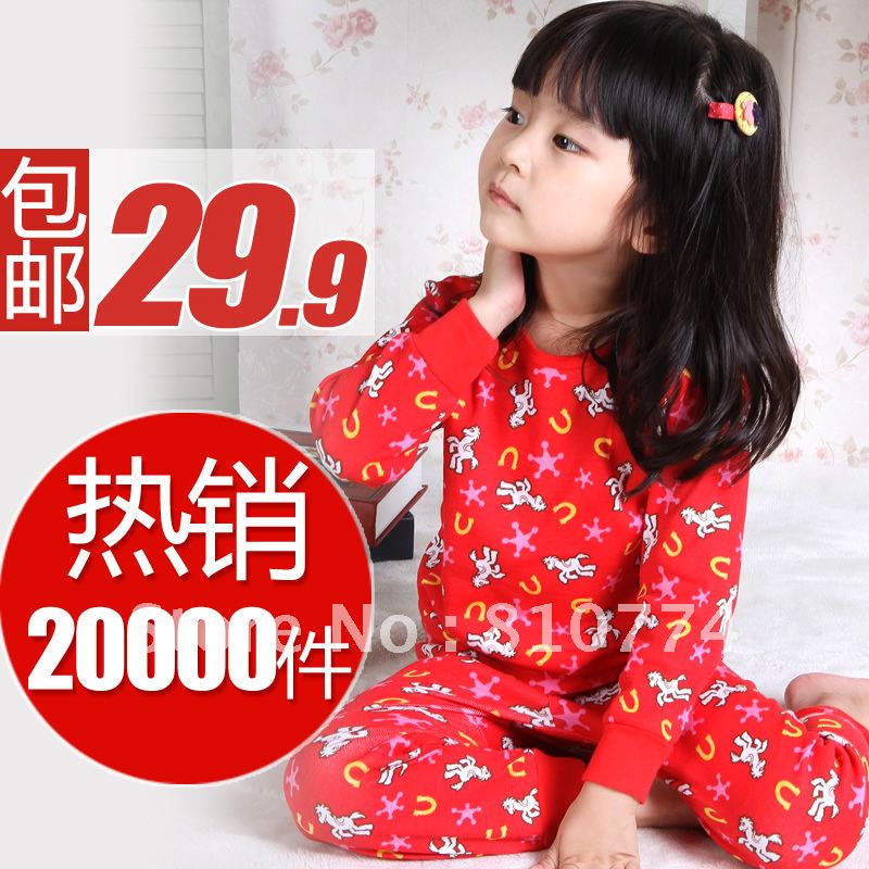 Thin child underwear baby underwear set 100% cotton at home service set of underwear and underpants baby long johns set