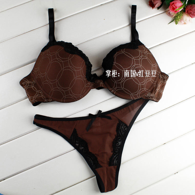 Thin cup plus size large cup bra set push up bra underwear c cup set bra set