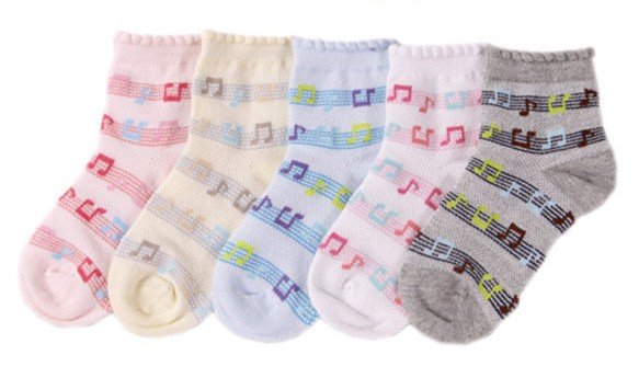 Thin Music Notation Pattern Baby Girls Socks,Children Summer Cotton Soxs,5 Colors+Free Shipping