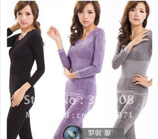 THIN Sexy tight Seamless Body Sculpting a set of Women's Thermal Underwear Set NO velvet winter warm