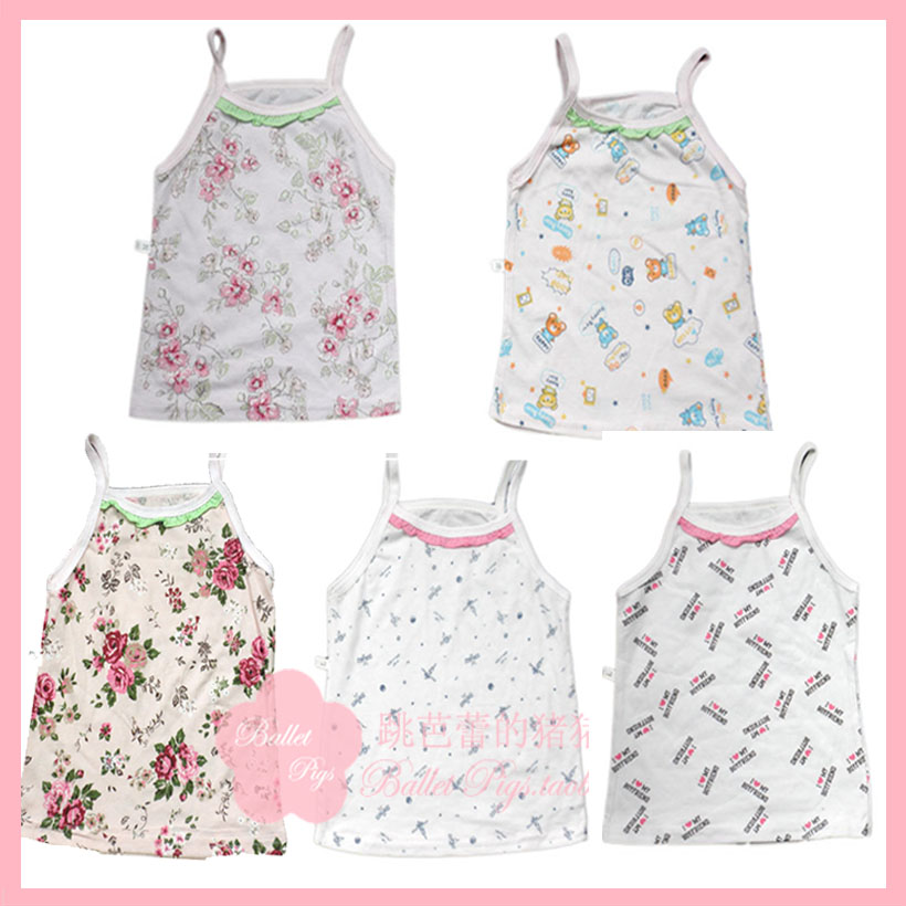 Thin summer spaghetti strap cotton 100% laciness fresh little princess vest spaghetti strap girls summer top clothing