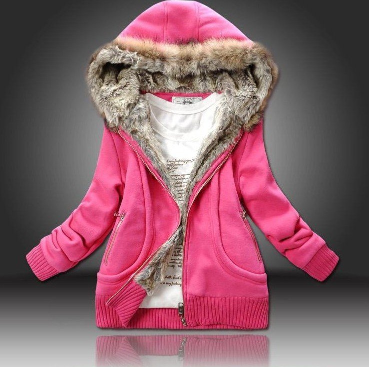 Three Color freeshipping manufacturers supply women Fur Collar hooded sweater women clothing M-XL lady coat,lady fashion clothes