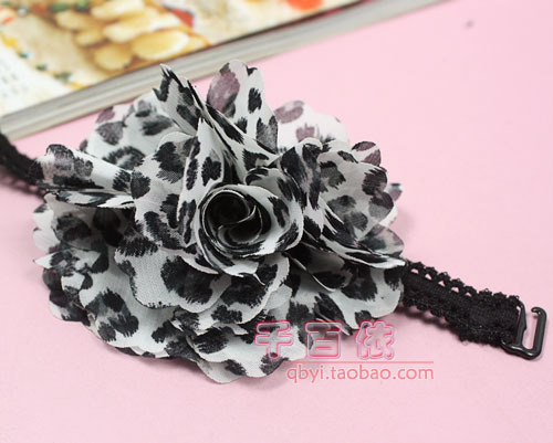Three-dimensional chiffon flower sexy charming halter-neck shoulder strap pectoral girdle leopard print