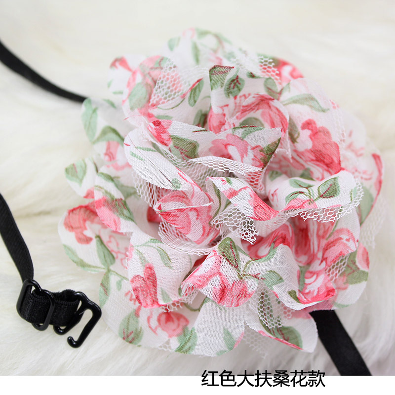Three-dimensional chiffon gauze big flower aesthetic bohemia halter-neck shoulder strap red big Fuso flowers