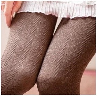 Three-dimensional of love heart vertical stripe velvet pantyhose women fashion stocking socks
