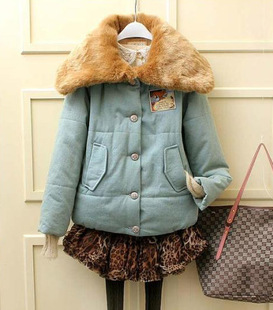 Three-dimensional rhinestone brooch large lapel thickening thermal short design wadded jacket cotton-padded jacket free shipping