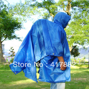 Three-in raincoat can be used as poncho/ rain cover/ mat multifunctional Burberry outdoor raincoat