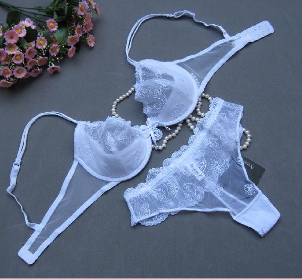 Three Quarters Bra sets Sexy A-D Cup  Pure white bras Hot sales women's Lingerie Free Shipping