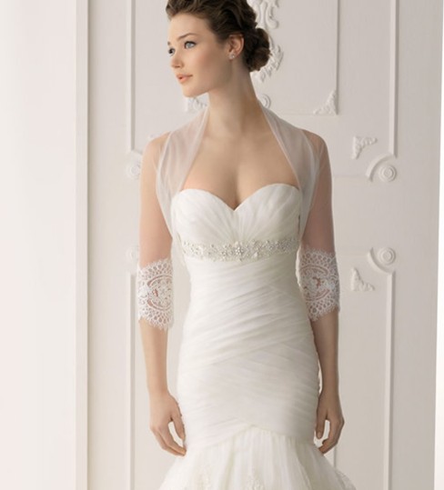 Three Quater Sleeve Lace Bridal Bolero Jacket Fast Shipping Elegant Cheap White Wedding Lace Bolero1 PCs/Lot